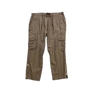 BCBGMaxazria Pants Women L Large Dusty Olive Utility Cargo Ankle Zip Cropped